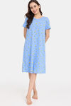 Rosaline Joy Sticks Knit Cotton Knee Length Nightdress - Little Boy Blue — thumbnail 4
